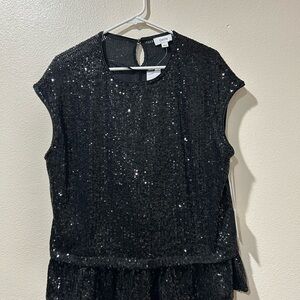 CeCe Shimmering Black Sequin Top Large, new with tag, sleeveless